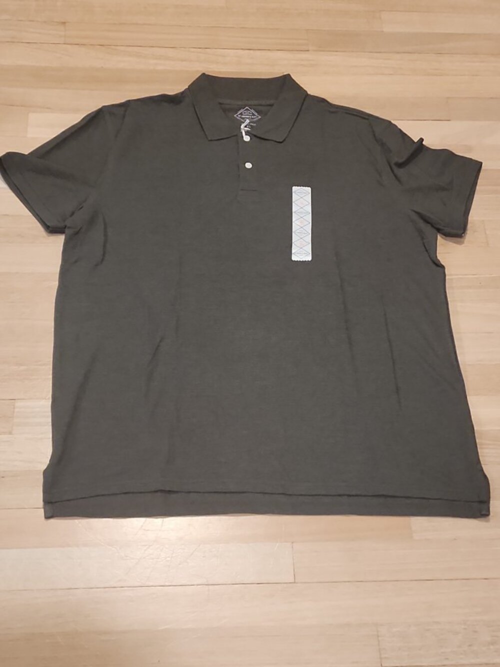 ST JOHNS BAY sz XL Mens Legacy Pique Short Sleeve Polo golf Shirt Olive Heather